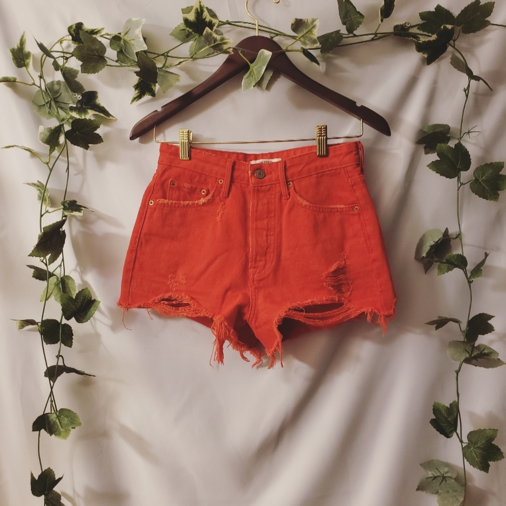 GRLFRND High Waisted Distressed Shorts. Size 24